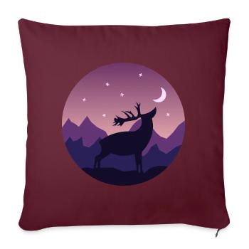 Cerf à la lumière de nuit / nuit sur une montagne - Housse de coussin décorative 45 x 45 cm - bordeaux - Devant