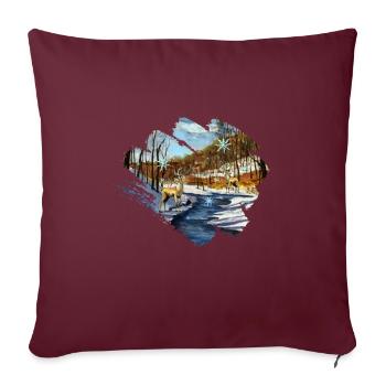 Paysage d'hiver noel - Housse de coussin décorative 45 x 45 cm - bordeaux - Devant