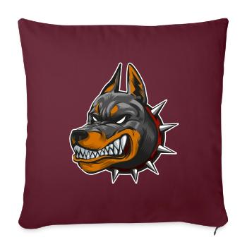 Hund Dobermann - Sofakissenbezug 45 x 45 cm - Burgunderrot - Vorne