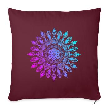 Mandala fleur rose violet turquoise - Housse de coussin décorative 45 x 45 cm - bordeaux - Devant