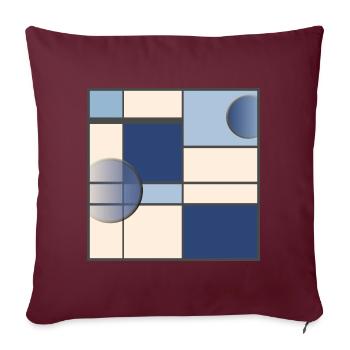 Mondrianstyle in Blau - Sofakissenbezug 45 x 45 cm - Burgunderrot - Vorne