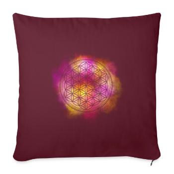 Blume des Lebens mandala - Sofakissenbezug 45 x 45 cm - Burgunderrot - Vorne