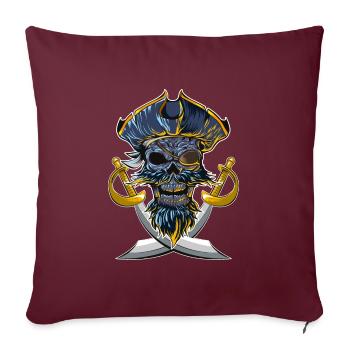pirat squelette tête de mort - Housse de coussin décorative 45 x 45 cm - bordeaux - Devant