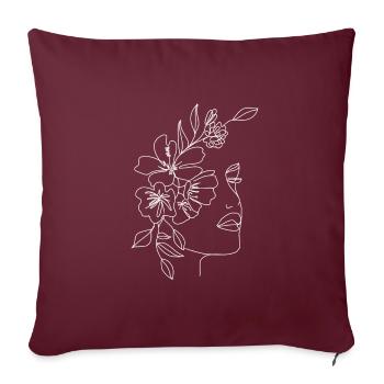 Dessin de visage de fleurs Minimaliste - Housse de coussin décorative 45 x 45 cm - bordeaux - Devant