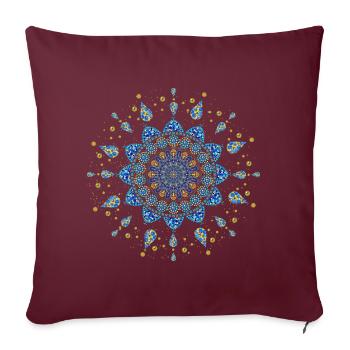 Mandala bleu turquoise or dot art - Housse de coussin décorative 45 x 45 cm - bordeaux - Devant