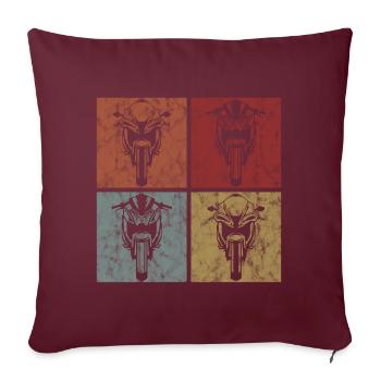 Moto moto moto rétro motocyclistes - Housse de coussin décorative 45 x 45 cm - bordeaux - Devant