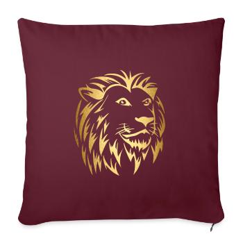Tête de lion en or - Housse de coussin décorative 45 x 45 cm - bordeaux - Devant
