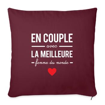 En couple avec la meilleure femme du monde - Housse de coussin décorative 45 x 45 cm - bordeaux - Devant