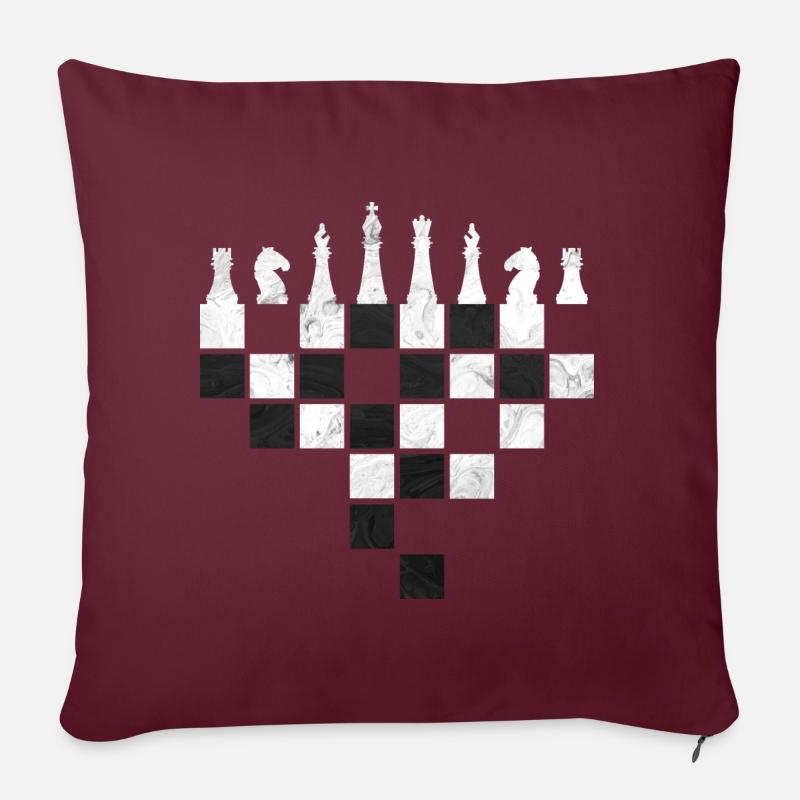SCHACH - Sofakissenbezug 45 x 45 cm - Burgunderrot