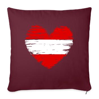 Autriche coeur drapeau drapeau blason - Housse de coussin décorative 45 x 45 cm - bordeaux - Devant