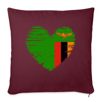 Zambie coeur drapeau blason - Housse de coussin décorative 45 x 45 cm - bordeaux - Devant