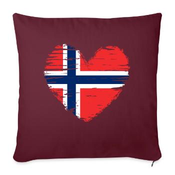 Norvège coeur drapeau blason - Housse de coussin décorative 45 x 45 cm - bordeaux - Devant