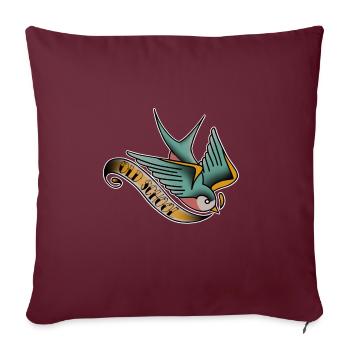 Hirondelle old school - Housse de coussin décorative 45 x 45 cm - bordeaux - Devant