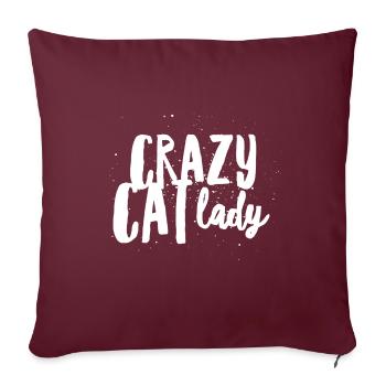 Fille folle d’amant drôle de chat de dame de chat - Housse de coussin décorative 45 x 45 cm - bordeaux - Devant