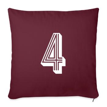 4 ans numéro maillot 4 - Housse de coussin décorative 45 x 45 cm - bordeaux - Devant