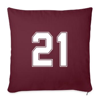 21 ans numéro maillot 21 - Housse de coussin décorative 45 x 45 cm - bordeaux - Devant