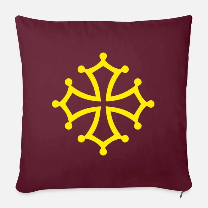 Logo Occitanie | cadeau pour les occitans - Housse de coussin décorative 45 x 45 cm - bordeaux