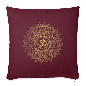 Golden Mandala with Om. Yoga, Meditation. - Sofa pillowcase 17,3'' x 17,3'' (45 x 45 cm) - burgundy - Front