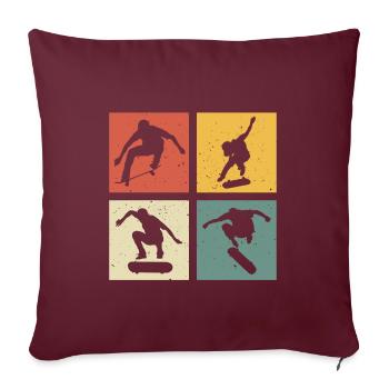 retro Skate Skater cadeau skateboard skateboarder - Housse de coussin décorative 45 x 45 cm - bordeaux - Devant