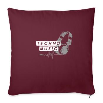 Techno music - Housse de coussin décorative 45 x 45 cm - bordeaux - Devant