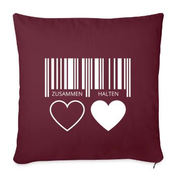 Zusammen halten Herzen Strichcode Barcode Paar C19 - Sofakissenbezug 45 x 45 cm - Burgunderrot - Vorne