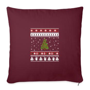 Arbre de Noël moche Noël - Housse de coussin décorative 45 x 45 cm - bordeaux - Devant