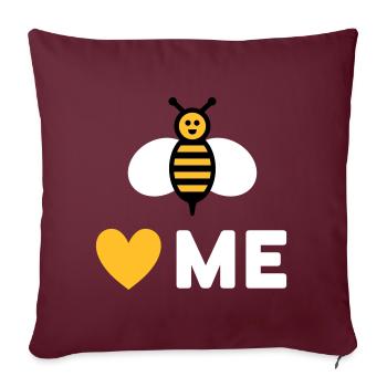 Bees love me (Bee, Heart) - Sofa pillowcase 17,3'' x 17,3'' (45 x 45 cm) - burgundy - Front
