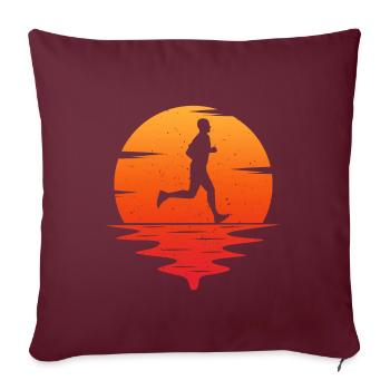 retro vintage t-shirt run running shirt runner - Housse de coussin décorative 45 x 45 cm - bordeaux - Devant