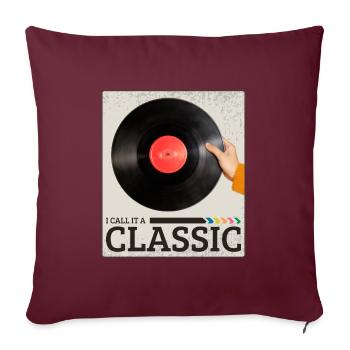 Je l’appelle un disque de musique rétro vinyle classique - Housse de coussin décorative 45 x 45 cm - bordeaux - Devant