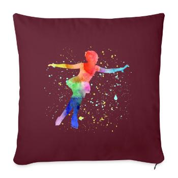 Eiskunstlauf Eiskunstlauf Schlittschuh Schlittschuh Tanz Wintersport - Sofakissenbezug 45 x 45 cm - Burgunderrot - Vorne