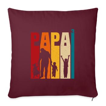 Papa 3 Kinder stolzer Vater 3 Kinder dreifacher Vater - Sofakissenbezug 45 x 45 cm - Burgunderrot - Vorne
