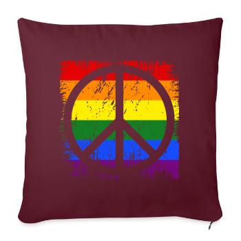 Peacezeichen Regenbogen - Sofakissenbezug 45 x 45 cm - Burgunderrot - Vorne