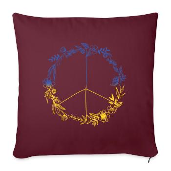 PEACE UKRAINE - Édition Florale - Symbole - Housse de coussin décorative 45 x 45 cm - bordeaux - Devant