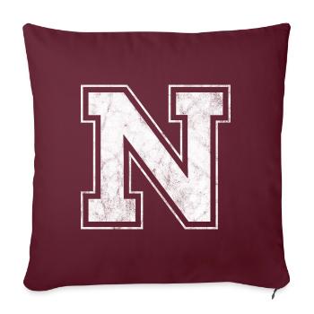 Letter N - Sofa pillowcase 17,3'' x 17,3'' (45 x 45 cm) - burgundy - Front