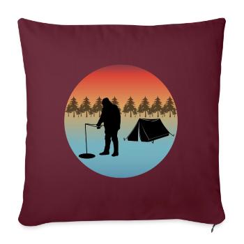 Pêche sur glace Camp d’hiver Camp Tentes Arbres Nature - Housse de coussin décorative 45 x 45 cm - bordeaux - Devant
