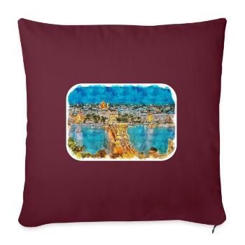 Budapest Ungarn Aquarell Skizze Illustration - Sofakissenbezug 45 x 45 cm - Burgunderrot - Vorne