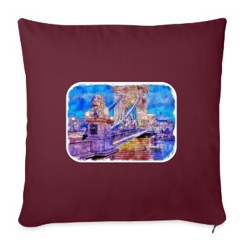 Budapest Ungarn Aquarell Skizze Illustration - Sofakissenbezug 45 x 45 cm - Burgunderrot - Vorne
