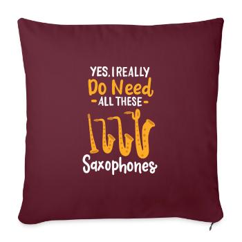 Saxophone Saxofon - Housse de coussin décorative 45 x 45 cm - bordeaux - Devant