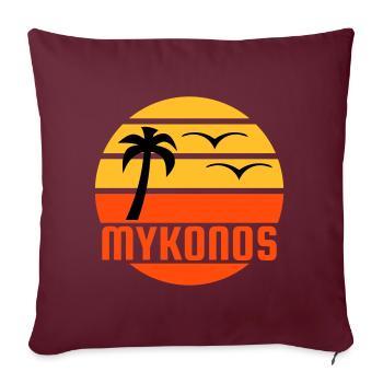 Mykonos (soleil, palmier, oiseaux) - Housse de coussin décorative 45 x 45 cm - bordeaux - Devant