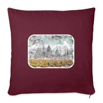 Indonésie Aquarelle Esquisse Dessinée à la Main Peinture - Housse de coussin décorative 45 x 45 cm - bordeaux - Devant