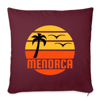 Minorque (soleil, palmier, oiseaux) - Housse de coussin décorative 45 x 45 cm - bordeaux - Devant