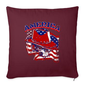 A Beautiful Cowboy Skull with US Flag Design - Sofa pillowcase 17,3'' x 17,3'' (45 x 45 cm) - burgundy - Front
