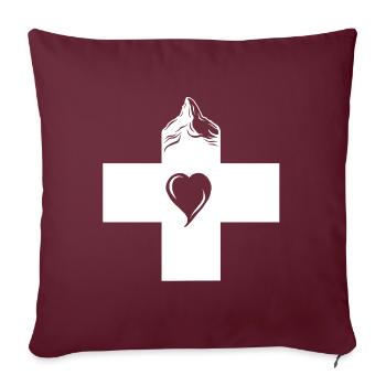 For Swiss fans with Matterhorn and heart - Sofa pillowcase 17,3'' x 17,3'' (45 x 45 cm) - burgundy - Front