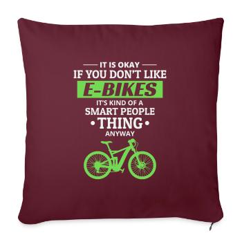E-Bike Vélo électrique Vélo Cyclisme Biker VTT - Housse de coussin décorative 45 x 45 cm - bordeaux - Devant