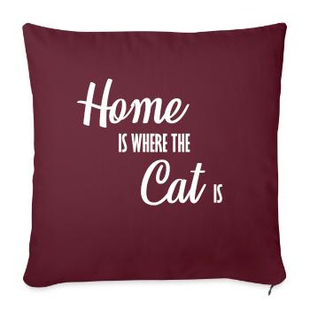 La maison est l’endroit où le chat est le propriétaire du chaton lover - Housse de coussin décorative 45 x 45 cm - bordeaux - Devant