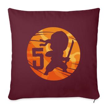 Ninja Kämpfer 5. Geburtstag Junge 5 Jahre alt - Sofakissenbezug 45 x 45 cm - Burgunderrot - Vorne