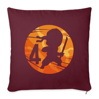 Ninja Kämpfer 4. Geburtstag Junge 4 Jahre alt - Sofakissenbezug 45 x 45 cm - Burgunderrot - Vorne