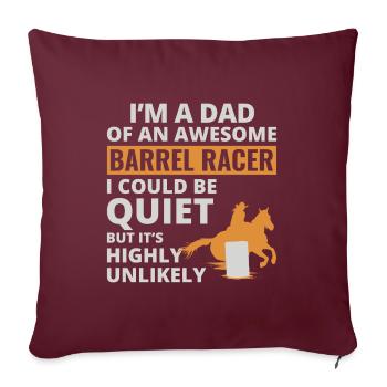 Barrel Racer Racing Équitation Papa Fête des Pères - Housse de coussin décorative 45 x 45 cm - bordeaux - Devant
