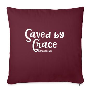 Christliches Design durch Gnade gerettet - Sofakissenbezug 45 x 45 cm - Burgunderrot - Vorne