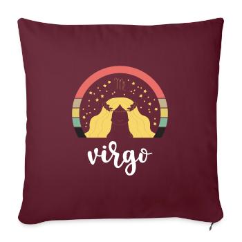 Élément du signe du zodiaque de la Vierge Septembre - Housse de coussin décorative 45 x 45 cm - bordeaux - Devant